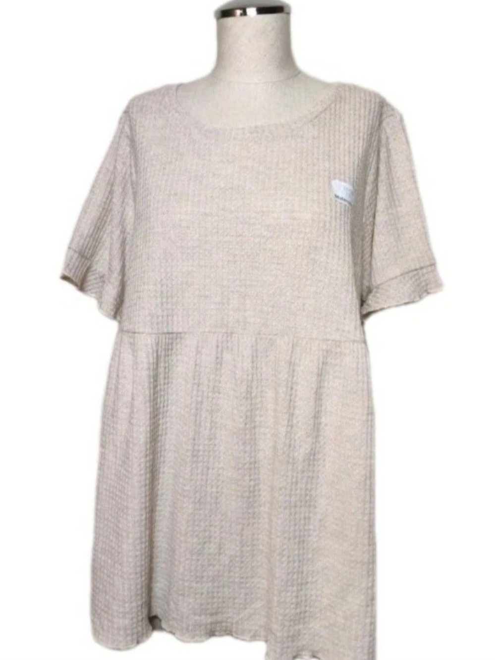 Time and Tru Maternity Short Sleeve Babydoll Top Size Large Oatmeal Heather